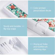Toothbrush Travel Case - Pattern, Holder And Covers For Toothbrushes, Includes Tongue Scraper Case - 番紅花 - 查看 3