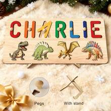 Name Puzzle, Personalized Puzzle, 1st Birthday Baby Girl, Christmas Gift, Wooden Toy, Custom Name Logo, Personalized Name Wooden Puzzle Toddler Learning Toy Block Custom Gift Preschool Early Education Toy Boy Girl Easter Christmas Christmas Birthday Gift For Kids - Color 2 Rows With Brackets and Nails - View 11