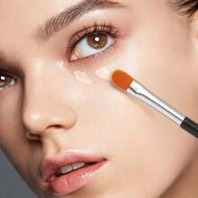 6支装超扁平圆形眉毛遮瑕刷，扁平遮瑕刷，小型粉底化妆刷，合成毛轮廓刷，适用于晕染、定妆、抛光液体、膏状、粉状化妆品，旅行必备，情人节礼物，价格实惠，旅行化妆刷，送给女性的礼物，化妆师，专业全套化妆工具 - 黑色 - 查看 5