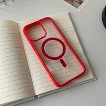 Magnetic Shockproof Transparent Bright Red Bumper Soft Magnetic Charging Protective Case Compatible With MagSafe Shock-Resistant Ultra-Thin Compatible With Iphone Birthday Gift - Red - View 4