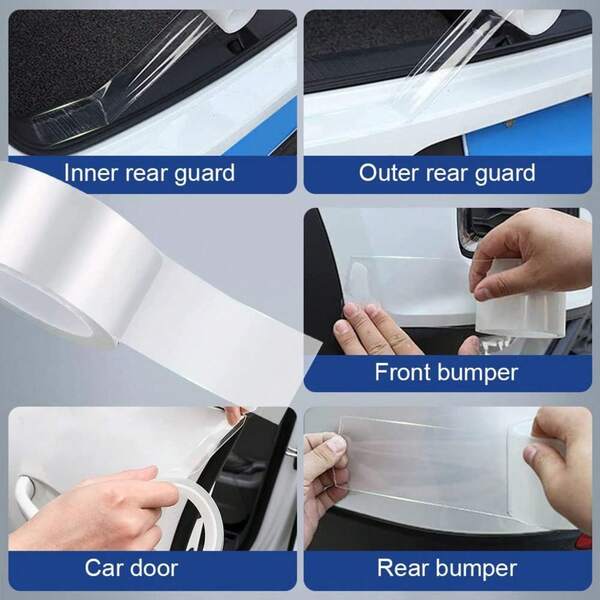 2pcs Transparent Self-Adhesive Scratch Protector With Application Tool, Waterproof And Flexible, Suitable For Vehicles, Motorcycles, Bicycles, Dashboards, Table Corners, Windows - Invisible Collision Protection Film
