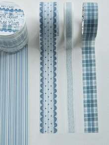 3pcs/Pack Floral Grid Lace Scrapbooking Tapes, Vintage Aesthetic Strawberry Diary Decorative Stickers, Cute DIY Planner Stationery Supplies