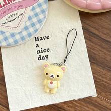 Móc khóa gấu dễ thương ba chiều Nhật Bản dễ thương, dây đeo túi đi học, ốp lưng điện thoại di động, mặt dây chuyền cho bạn gái, cặp đôi, quà tặng búp bê, tương thích với Android và hầu hết các điện thoại thông minh, quà tặng cho mẹ, gia đình, bạn bè, trẻ em, sinh nhật, ngày lễ - Móc khóa gấu 3D [Màu be] - Xem 1