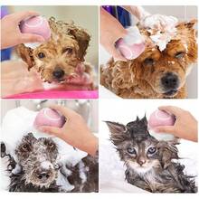 Pet Bath Massage Brush Puppy Dog Cat Grooming Cleaning Soft (Pink) - Pink - View 8