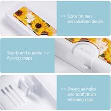 Toothbrush Travel Case - Pattern, Holder And Covers For Toothbrushes, Includes Tongue Scraper Case - 2件-8 - 查看 3
