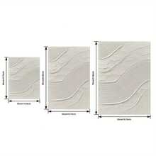2D Flat 3pcs Wooden Framed Canvas Of Print Decorative Painting, White Textured Wall Art, Plaster Wall Art, Textured Painting, Textured Canvas Wall Art, Boho Wall Art, Bedroom Wall Art-- Interior Home Wall Decoration Art - 黑色 - 查看 5