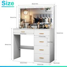 80cm White Dressing Table Large LED Makeup Mirror With LED Lights, Makeup Dressing Desk, Vanity Desk With LED Mirror, 3 Color Light, Makeup Dressing Table With Drawers, Dresser Vanity Desk, Makeup Vanity, Vanity Table, Vanity Set For Christmas Halloween Thanksgiving,Bathroom, Holiday Gift - White - View 5