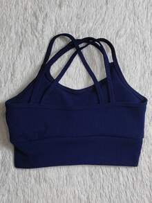ANARRUGA Cropped Top For Gym Everyday - Navy Blue - View 2