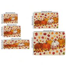 1pc Autumn Leaves & Pumpkins - Beige & Orange Fall Decor With Plush Soft Texture, Washable Living Room, Bedroom, Entryway - Warm Brown/Red/Yellow/Green Leaf Pattern, Cozy Seasonal Floor Thanksgiving & Home Decor, Rectangular Shape With Autumnal Hues, Durable Material, Easy Care Year-Round Use, Adding Warm Fall To Your Home, Large Rugs Living Room - Black - View 7