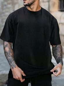 DG XUNLIN MODA Men Plus Size T-Shirts - Black - View 1