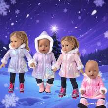 2pcs Thick Doll Clothes Set, Waist Cinched Thick Top Paired With Jeans, Half-Length Top With Faux Fur Collar And Cuffs, Fits 14-18 Inch Dolls, Great Gift For Kids Holiday - Multicolor - View 1