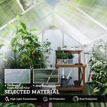 Outsunny 6' X 8' X 6.6' Polycarbonate Greenhouse, Walk-In Green House Kit Garden, Plants Grow, Galvanized Sheet Aluminum Frame With Rain Gutter, Vent And Sliding Door, Silver - 銀色 - 查看 5