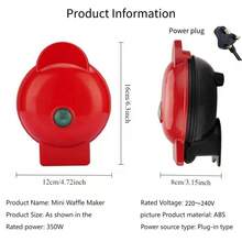 RAF 迷你电动华夫饼机，双面加热，家用早餐烘焙机，小型厨房甜点烹饪电器，情人节和圣诞节特惠 - 英規插(220-240V) - 查看 12