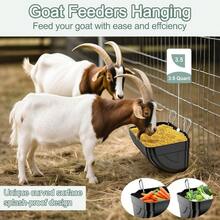 Goat Feeders Hanging 3 Pack 3.5 Quart, Chicken Waterer Feeder Trough Poultry Livestock Black - 3*3.5 Quart + Black - View 3
