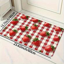 Strawberry Pattern Kitchen Rugs Set, Polyester Non-Slip PVC Back, Washable Machine Made Area Mats For Home, Bathroom, Bedroom - Rectangular Decorative Floor Pads, Easy Clean Indoor Carpet - màu đen - Xem 8