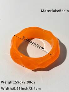 1 pieza Pulsera de resina redonda de la serie naranja talla grande vendida con diseño de teñido anudado, pulsera de brazalete elegante y de moda adecuada para fiestas y regalos - Multicolor - Ver 13