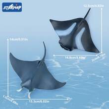 [经儿童认证] 玩具海洋动物 - 鲸鱼、海豚、企鹅等 - 细致的海洋生物 - 逼真的雕像，适合感官箱 - 海洋生物套装 - 3 岁以上，海洋海洋动物模型沐浴套装玩具雕像鲨鱼海龟装饰玩具套装礼物收藏认知玩具，适合男孩女孩 - 彩色 - 查看 21