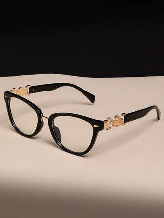 Nuevas gafas de moda retro de ojo de gato con remaches, versátiles, sin maquillaje, sin receta, unisex, accesorios de metal, adecuadas para negocios, viajes, fiestas, festivales, de alta calidad