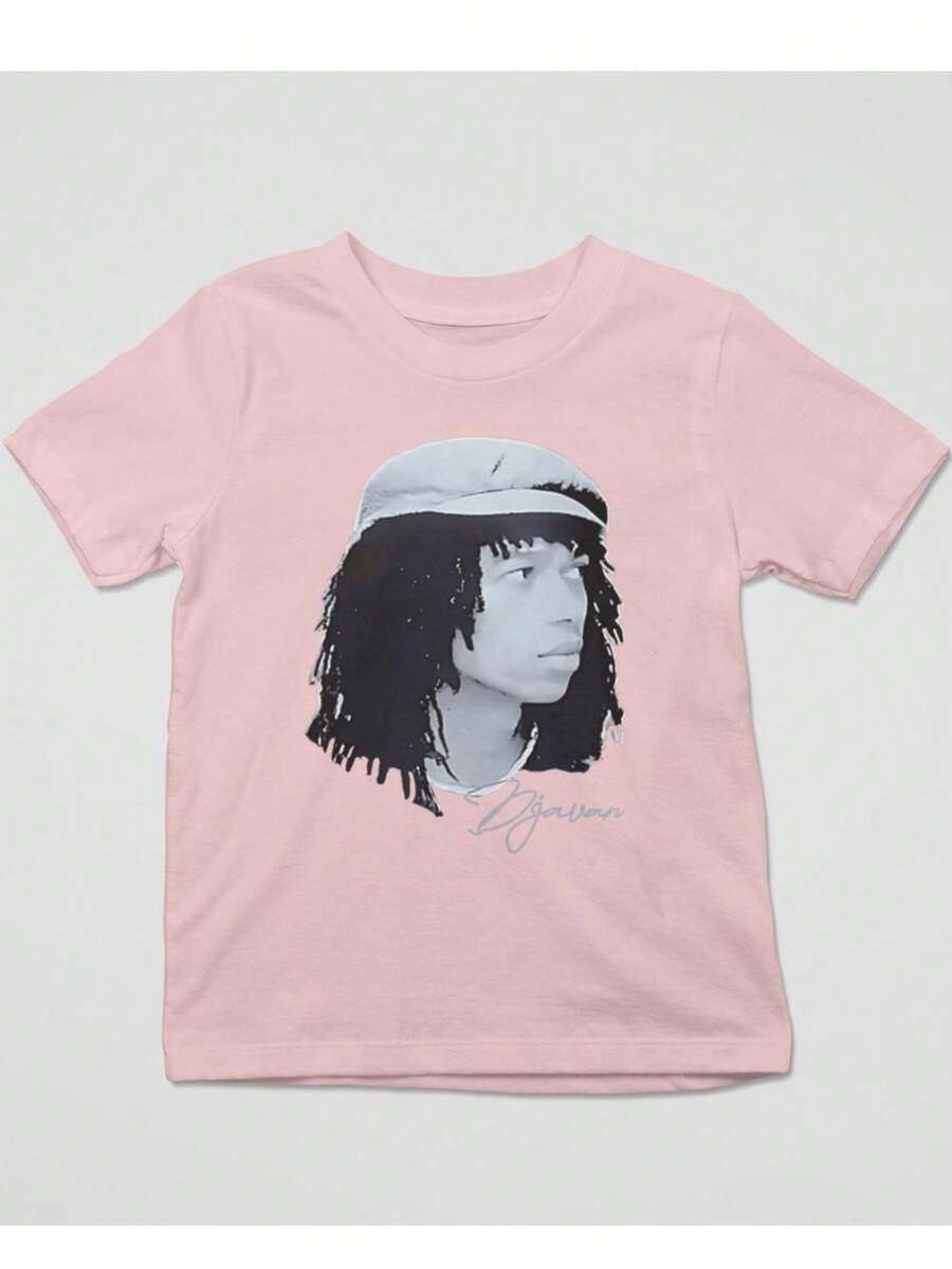 Basic T-Shirt With Djavan Print, New Model - Baby Pink - View 1