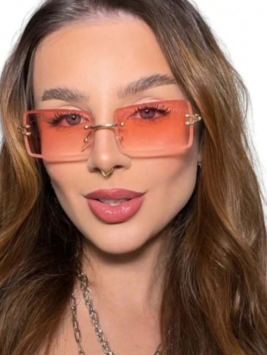 Red River Women's Vintage Square Rimless Sunglasses (New) - Baby Pink - View 1