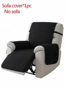 1 buah Sarung Kursi Recliner Berlapis, Sarung Kursi Lengan Warna Polos, Sarung Sofa Universal Anti Selip Anti Goresan Kucing - Hitam - View 8