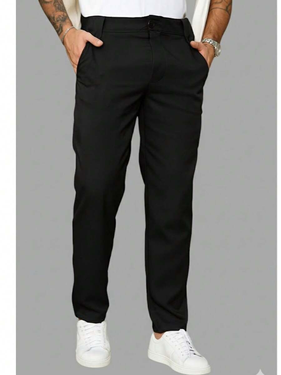 Men's Tailored Pants, Straight Cut, Stylish Italian - màu đen - Xem 1
