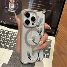 Funda de Teléfono de Flor de Magnolia Artificial, Cubierta Protectora Beige Magnética Anticaída con Carga Inalámbrica, Adecuada para iPhone 16 Pro Max 15 14 Plus 13 12 11, Regalo de Navidad, Regalo de Año Nuevo, Regalo de Pascua, Regalo de Halloween, Gran Elección para Familiares y Amigos - Colores mixtos - Ver 2
