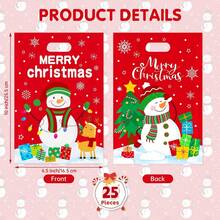10/25/50 PCS Merry Christmas Goodie Bags Christmas Snowman Plastic Gift Bag With Handle Xmas Cute Double-Sided Printed Treat Candy Bags Xmas Theme Red Party Favor Bag For Winter Holiday Party Supplies - Multicolor - View 8