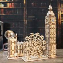 3D Wooden Puzzle Big Ben Model Kits Desktop Clock DIY Building Blocks Creative Gift Home Decor For Family Unique Christmas Gift - Clear - View 8