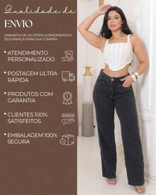 Women's Wide Leg Jeans 100% Premium Thick Fabric Women's Jeans - 燧石 - 查看 8