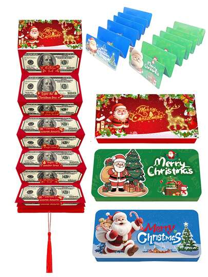 10 Card Slots, Santa Claus $10 Card Slot Red Envelope Christmas Surprise Party Money Box, Christmas Cash Card, Christmas Cash Card With Envelope, Tree Snowman Santa Claus Holiday Cash Holder, For Christmas Gifts And Party Small Gifts. The Christmas Money Box And Christmas Surprise Money Card Holder Have 10 Slots.