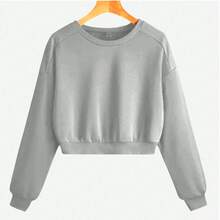 Kit 2 Women's Cropped Sweatshirt Premium Cotton Without Hood Various Colors - 白/灰 - 查看 2
