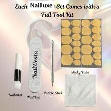 NailLuxe 10 PCS Handmade 1.7 - Inch Stiletto Press - On Nails | Blue & White Gem - Bow Stiletto Nails With Acrylic Blue And White Bases, Gem & Bow Embellishments & Elegant Color Hues - 霧霾藍 - 查看 3