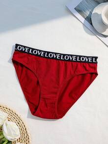 Paquete de 6 bragas casuales y cómodas con cintura con estampado de letras para mujer de talla grande - Multicolor - Ver 6