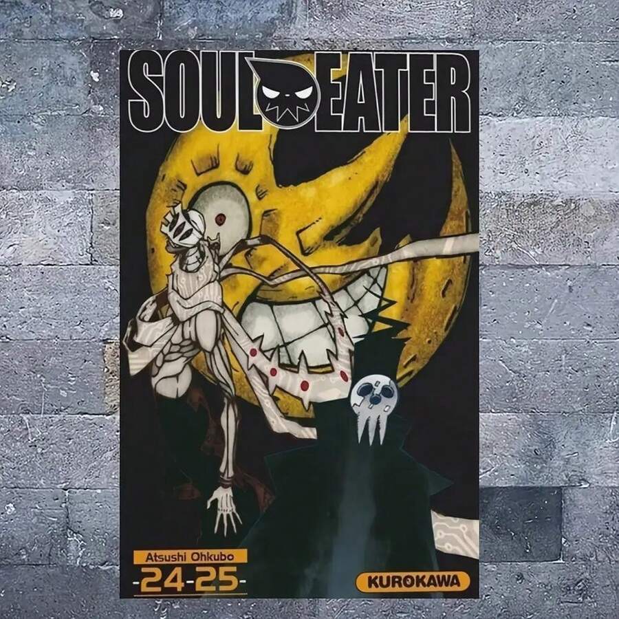 [2D Flat] 1pc Frameless SOUL EATER Anime Poster Canvas Wall Art - 12x18 Inches, Vibrant Character Design With Skull & Skeleton Motifs, Ideal For Bedroom & Home Decor, Perfect Gift For Fans, Anime Room - 彩色 - 查看 1