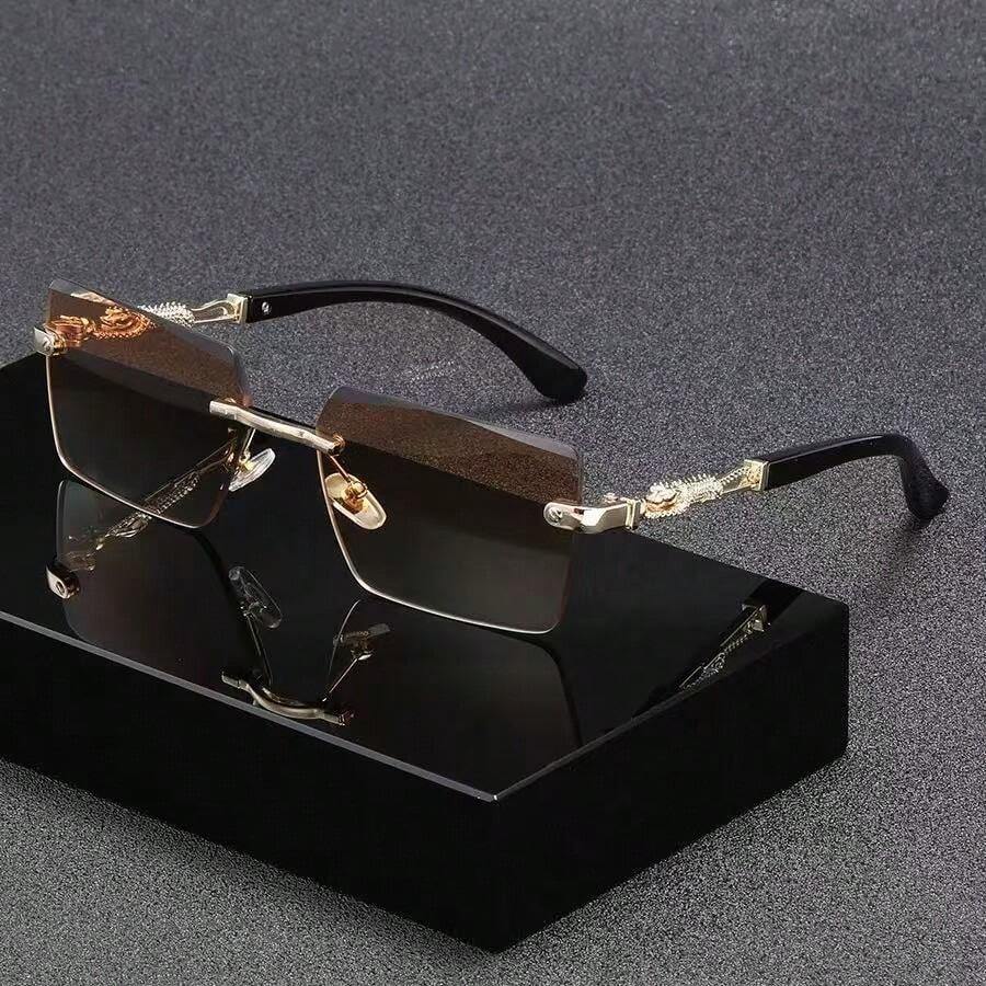 1 pièce Lunettes de mode sans monture rétro, lunettes décoratives classiques polyvalentes de mode
