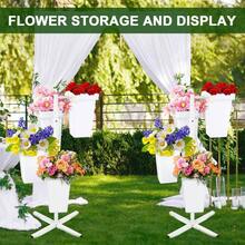 Flower Display Stand With Buckets, Metal Flower Bar Stand Rustic Farmhouse Florist Bouquet Holder Flower Cart Display Shelf Outdoor Patio Garden Wedding Decor Square - 白方塊 - 查看 7