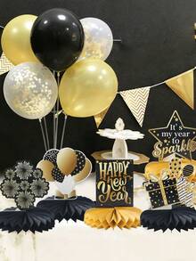 6Pcs Black Gold 2026 New Year Honeycomb Centerpieces,Happy New Year Table Ornament,New Year Party Decorations,Table Centerpiece,New Year's Eve Celebration Decor,New Year Decorations,Holiday Party Supplies - Multicolor - View 5