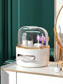 Caja de almacenamiento de cosméticos de lujo con doble puerta, estantería decorativa para baño, caja de pañuelos a prueba de polvo con extracción, estantería de almacenamiento multifuncional para escritorio, adecuada para baño, tocador, escritorio de oficina, decoración de habitación - Multicolor - Ver 12