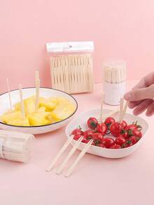 50/100/200 件水果签、竹制食物串、开胃菜叉、派对用品小水果食物签、甜点叉、鸡尾酒棒,适用于水果、甜点、三明治、汉堡、沙拉、自助餐、饮料、蔬菜等。 - 彩色 - 查看 4