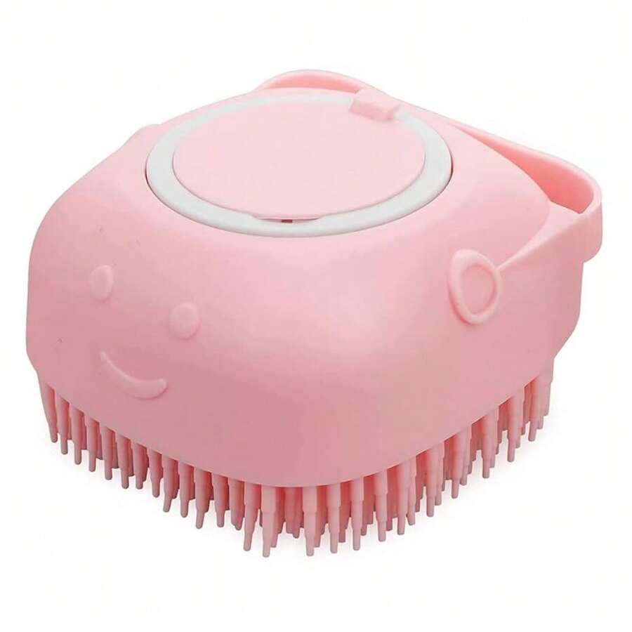 Pet Bath Massage Brush Puppy Dog Cat Grooming Cleaning Soft (Pink) - Pink - View 1