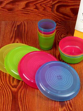 Translucent Plastic Tableware, Colored Beverage Cups, Juice Cups, Rice Bowls, Small Bowls, Plates, Bone Plates, Trash Cans ﻿