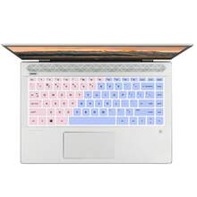 1 szt. silikonowa osłona klawiatury w języku angielskim | Specjalnie zaprojektowana do laptopów HP 14" 2020 2019 2018, Pavilion X360 14M-BA 14M-CD 14M-DH 14-BA 14-BF 14-Cm 14-CF 14-DF 14-DK 14-DS 14-DQ Series 14 cali | Potrójna ochrona (pyłoszczelność + odporność na plamy + zabezpieczenie przed zalaniem) | Miękka w dotyku i precyzyjnie wycięta – idealnie dopasowana, nie przeszkadza w pisaniu, łatwa w montażu/demontażu | 5 stylowych wersji angielskich: gradient kolorów, olśniewający kolor, kolorowy różowy, kolorowy czarny, kolorowy niebieski - Układ ANSI (wersja amerykańska) - Zobacz 15