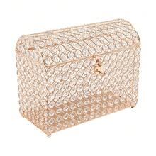 Crystal Wedding Card Box With Heart Lock, Money Card Box, Treasure Chest Style Gift For Wedding Receptions Centerpiece Decor Anniversary Commemorative Gift Display - Vàng - Xem 11