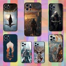 Étui de téléphone Assassin's Creed compatible avec 16, 15, 14, 13, 12, 11 Plus, Pro Max, XS, X, XR, SE, Mini, 8, 7, en silicone souple noir. Compatible avec les étuis pour 17, 17 Pro et 17 Pro Max - Z4 - Voir 1