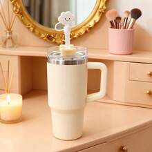 420ml/14oz Taza de viaje de acero inoxidable al vacío con asa y tapa, tapa con pajita, vaso aislado para bebidas frías y calientes, adecuado para camping, oficina y hogar