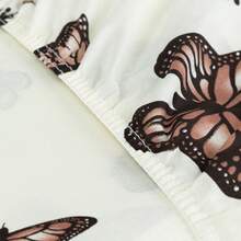 Premium Printed Bed Sheet Set With Elastic + Pillowcases Ponto Palito 200 Thread Count Single Double Queen And King Hypoallergenic - mariposa marrón - Ver 4