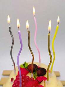 1/2 Box Spiral Cake Candles, Cupcake Candles, Thin Curly Round Cake Candles, Suitable For Birthday, Wedding Party And Cake Decoration, Black, Colorful, Macaron Color - Multicolor - View 2