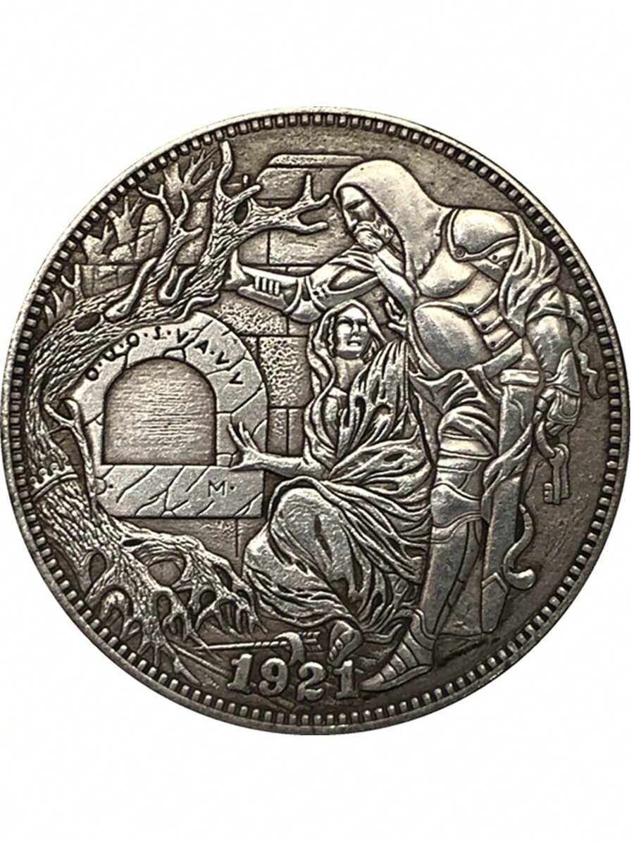 1 Stück handgefertigter beweglicher Mechanismus Heiliger Gral Hobo Nickel Münze Wanderndes abnehmbares Schwert Sammlerstück, kreatives Geschenk, antike Silberdollar Münze, amerikanische Morgan Obdachlose Münze, Gedenkmünze Ornament, lustiges Geschenk für Freunde, Erleuchtungsgeschenk