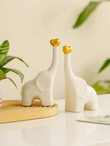 1 peça ornamento de cerâmica em forma de elefante, ornamento dourado para decoração de casa e escritório, como mesa, estante, armário de TV, melhores presentes de aniversário - Ouro - Ver 6